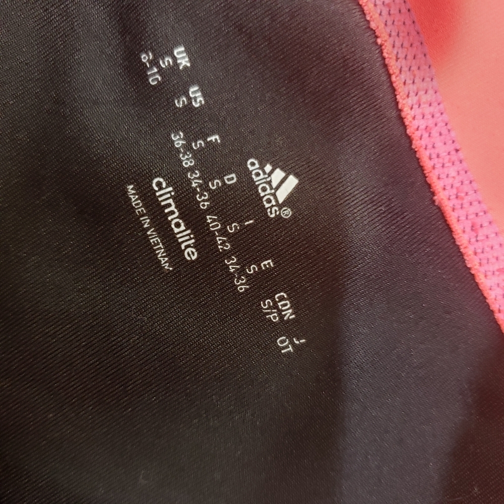Adidas Mid Rise Pink Cropped Black Yoga Leggings Size Small Y2K - Picture 5 of 5